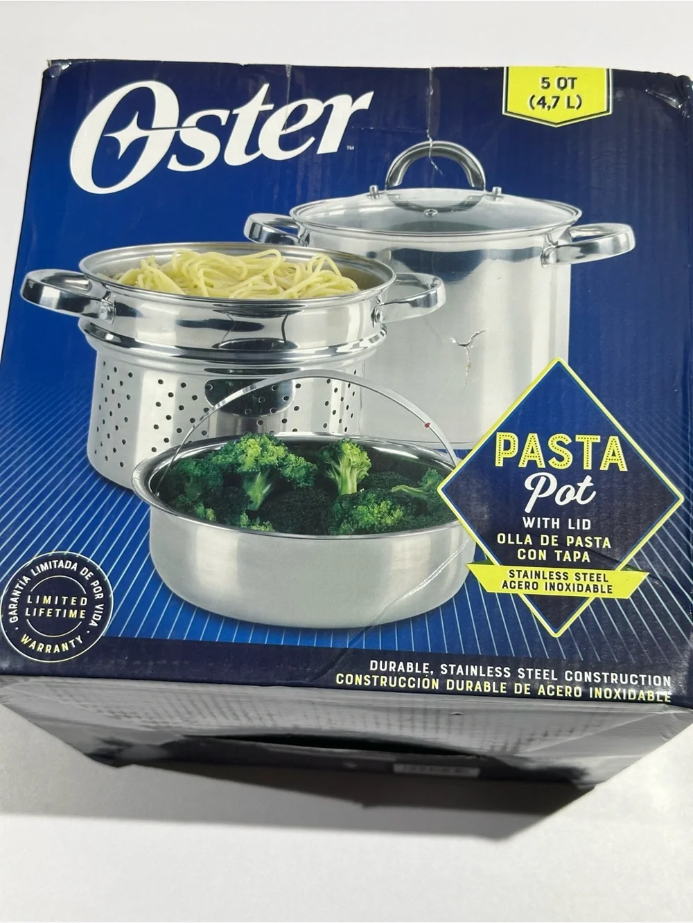 Oster Stainless Steel Pasta Pot Set with Steamer Insert - Silver